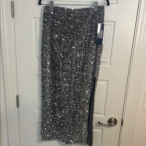 Madden NYC Silver Sequin Pencil Skirt